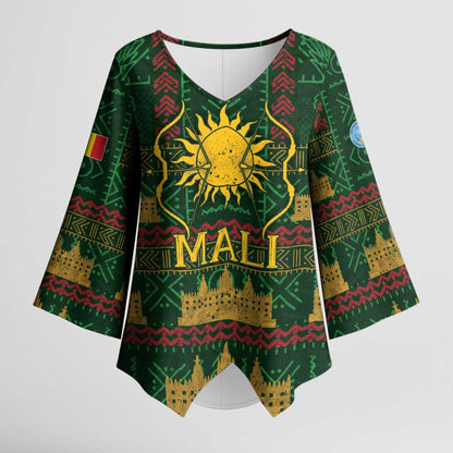 Mali Kimono Sleeve Blouse Golden Sun And Mosque Patterns Retro Style