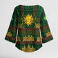 Mali Kimono Sleeve Blouse Golden Sun And Mosque Patterns Retro Style