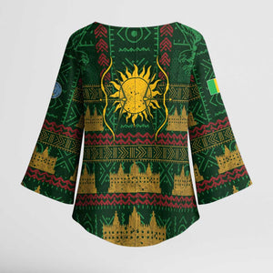 Mali Kimono Sleeve Blouse Golden Sun And Mosque Patterns Retro Style