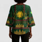 Mali Kimono Sleeve Blouse Golden Sun And Mosque Patterns Retro Style