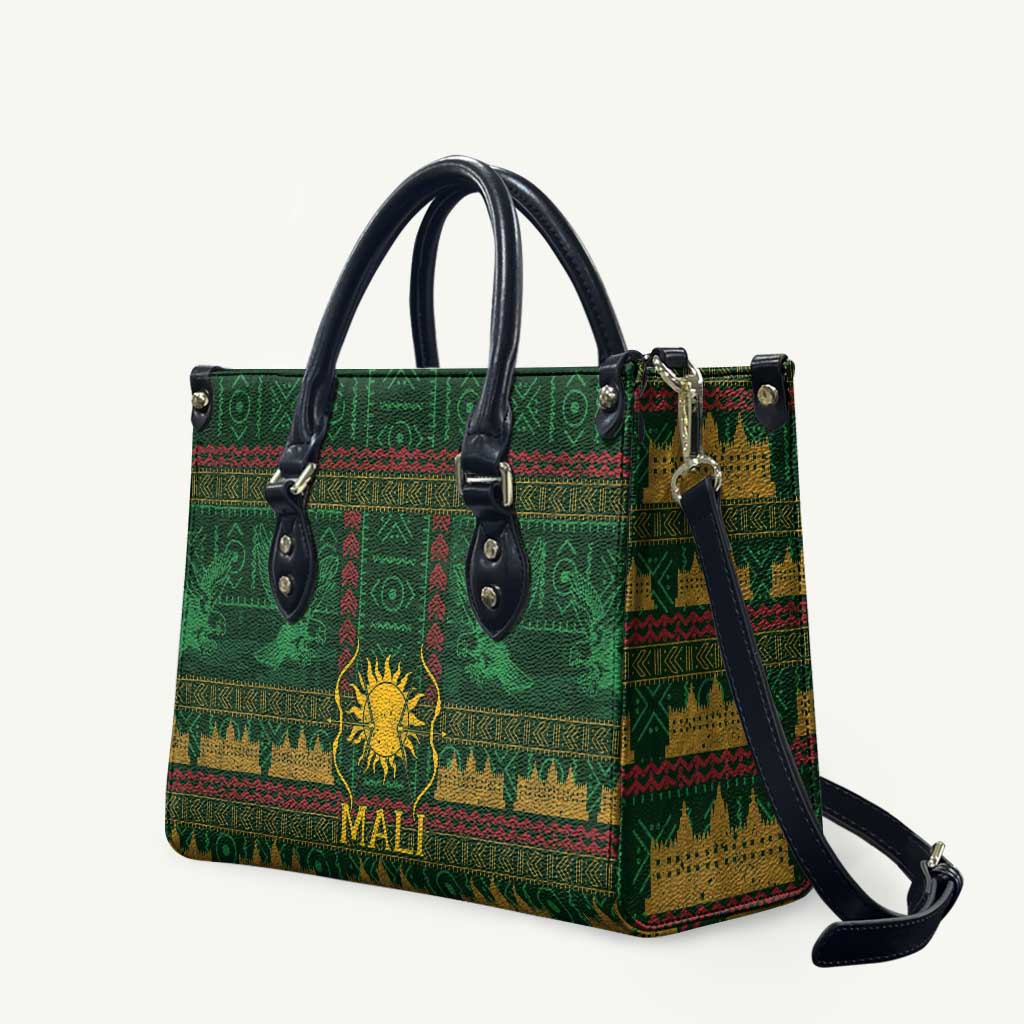 Mali Leather Bag Golden Sun And Mosque Patterns Retro Style