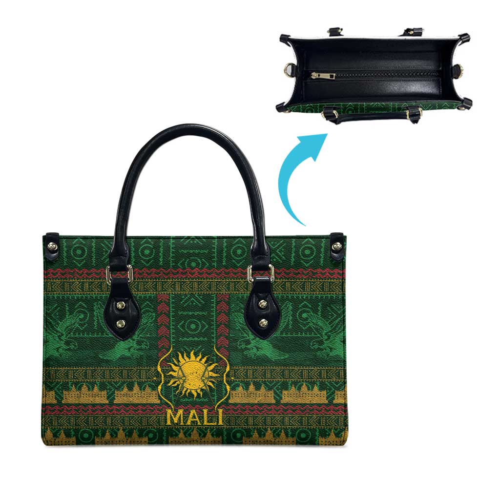 Mali Leather Bag Golden Sun And Mosque Patterns Retro Style