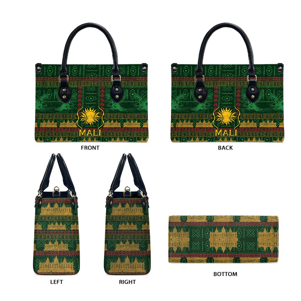 Mali Leather Bag Golden Sun And Mosque Patterns Retro Style