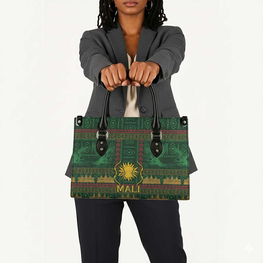 Mali Leather Bag Golden Sun And Mosque Patterns Retro Style