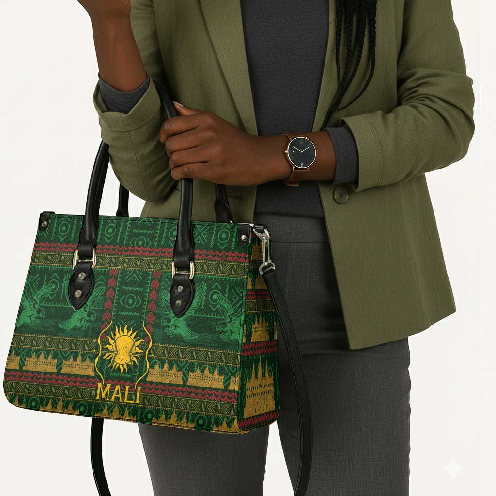 Mali Leather Bag Golden Sun And Mosque Patterns Retro Style