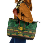 Mali Leather Tote Bag Golden Sun And Mosque Patterns Retro Style