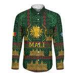 Mali Long Sleeve Button Shirt Golden Sun And Mosque Patterns Retro Style
