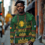 Mali Long Sleeve Shirt Golden Sun And Mosque Patterns Retro Style