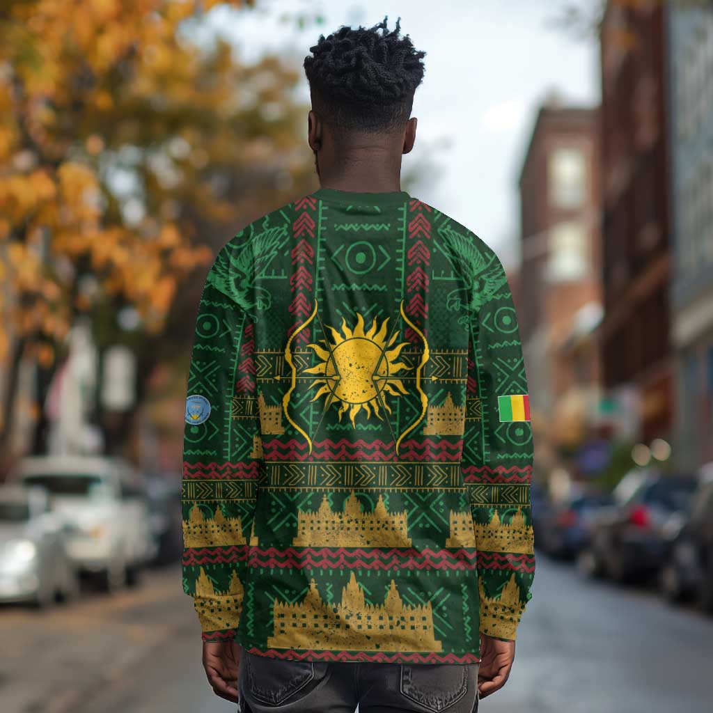 Mali Long Sleeve Shirt Golden Sun And Mosque Patterns Retro Style