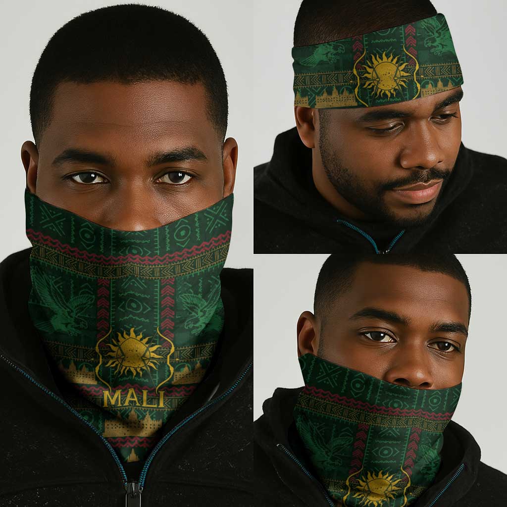 Mali Neck Gaiter Golden Sun And Mosque Patterns Retro Style