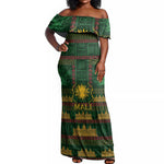 Mali Off Shoulder Maxi Dress Golden Sun And Mosque Patterns Retro Style