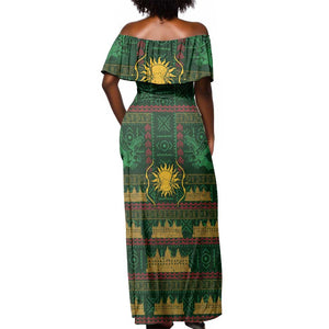 Mali Off Shoulder Maxi Dress Golden Sun And Mosque Patterns Retro Style