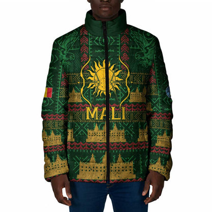Mali Padded Jacket Golden Sun And Mosque Patterns Retro Style