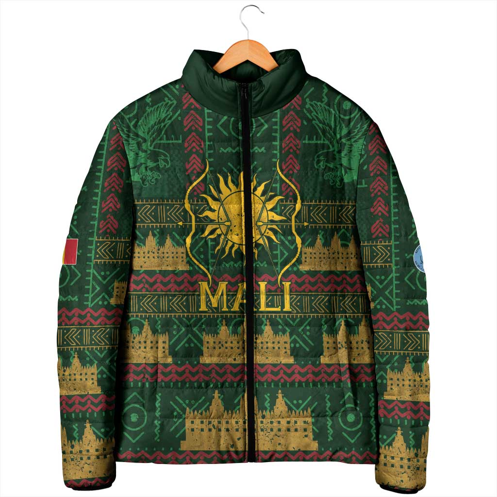 Mali Padded Jacket Golden Sun And Mosque Patterns Retro Style