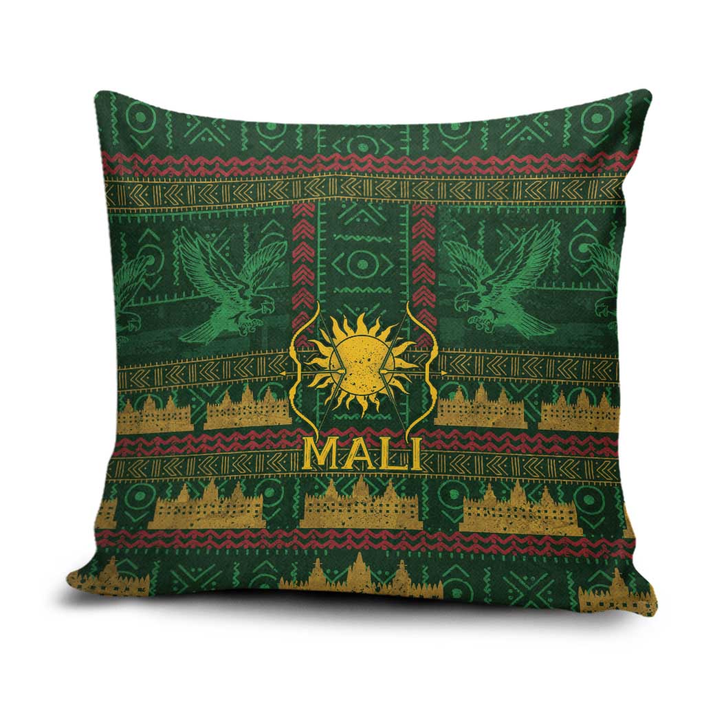 Mali Pillow Cover Golden Sun And Mosque Patterns Retro Style