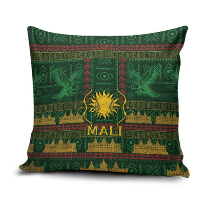 Mali Pillow Cover Golden Sun And Mosque Patterns Retro Style