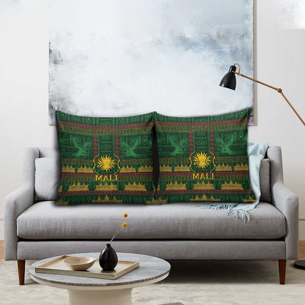 Mali Pillow Cover Golden Sun And Mosque Patterns Retro Style