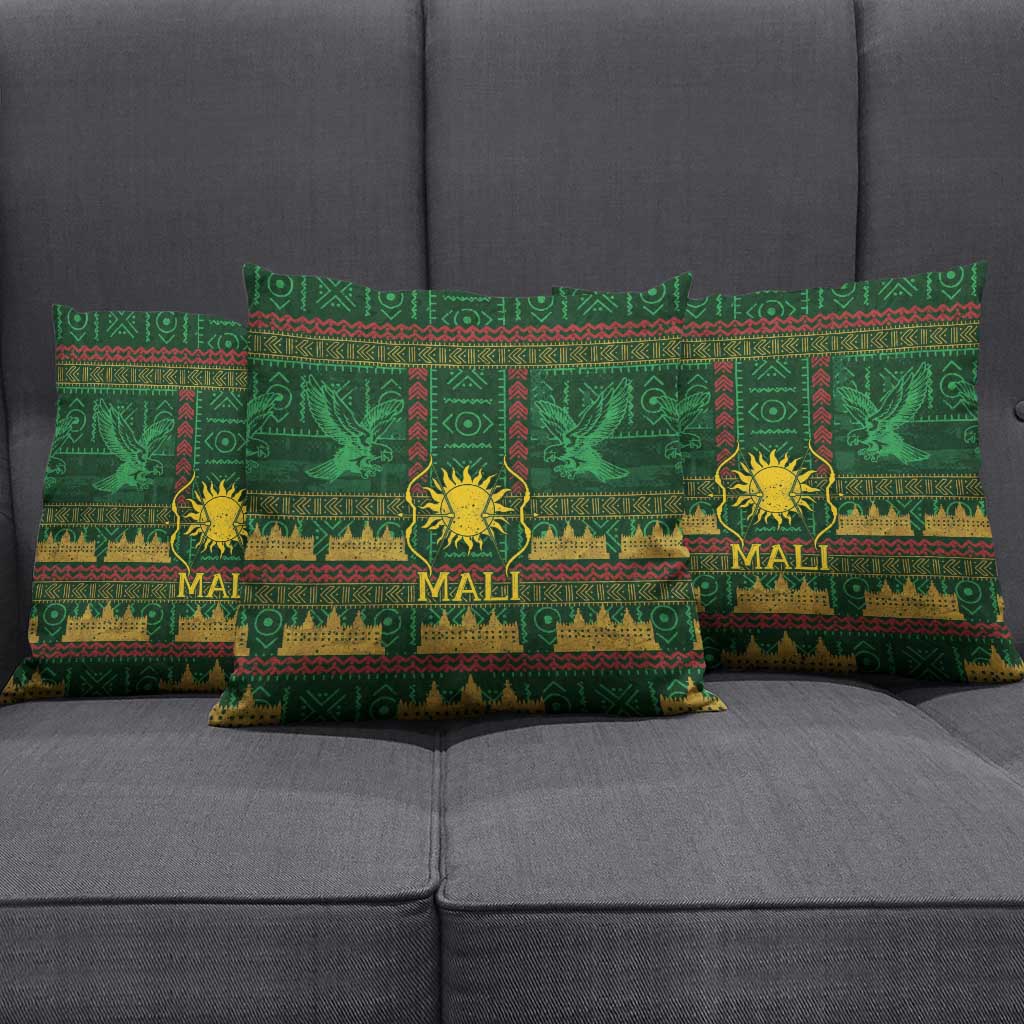 Mali Pillow Cover Golden Sun And Mosque Patterns Retro Style
