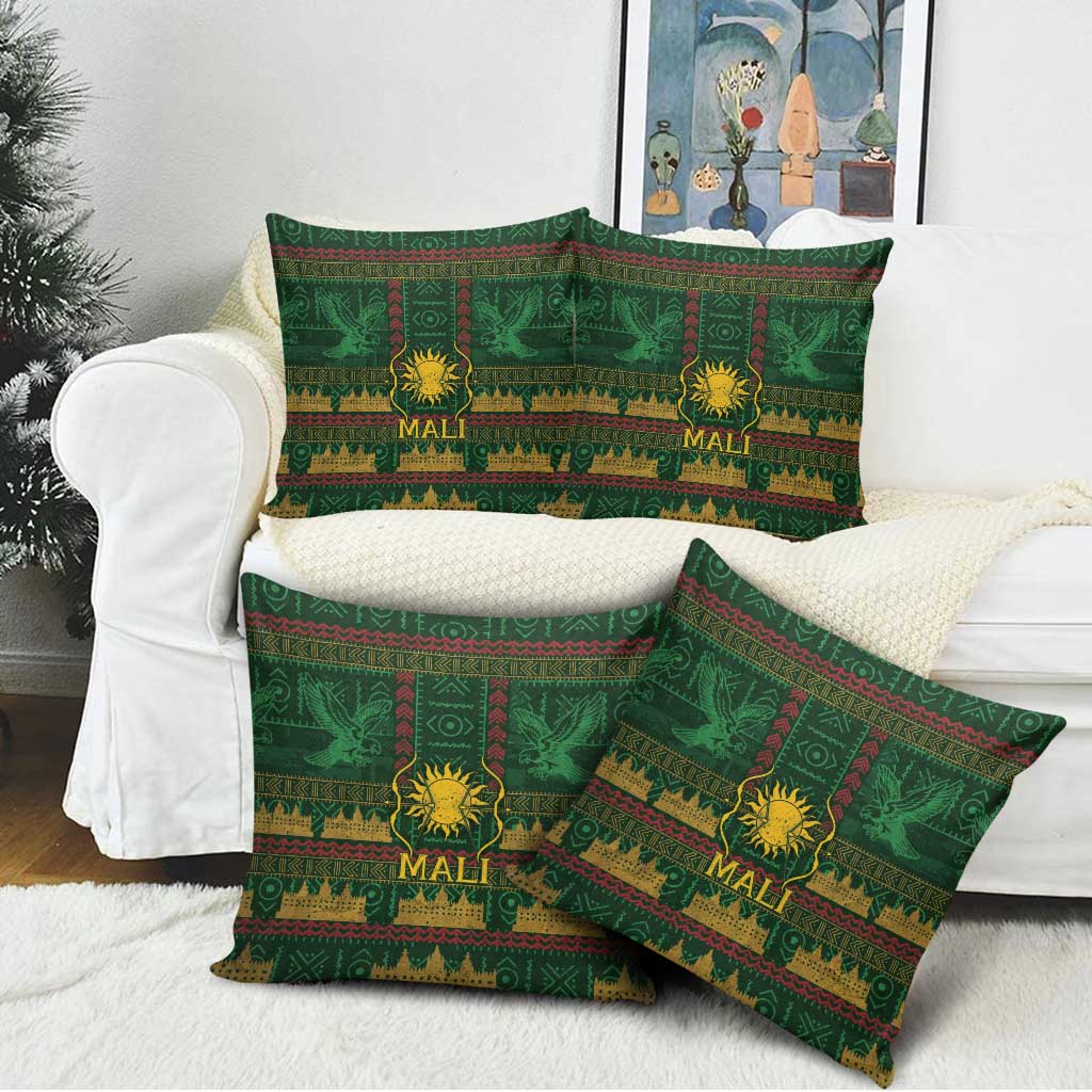 Mali Pillow Cover Golden Sun And Mosque Patterns Retro Style