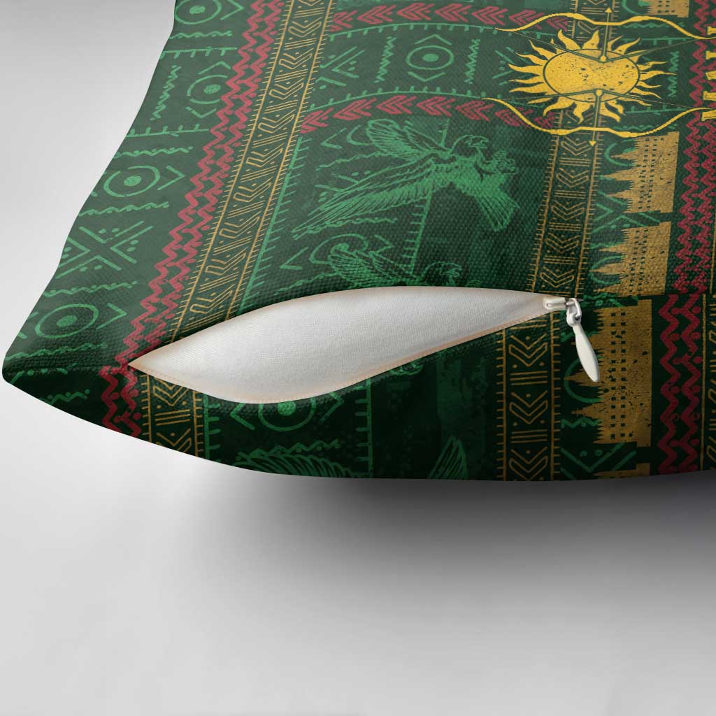 Mali Pillow Cover Golden Sun And Mosque Patterns Retro Style