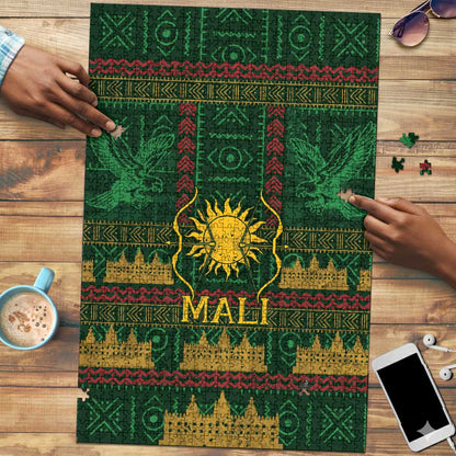 Mali Puzzle Golden Sun And Mosque Patterns Retro Style