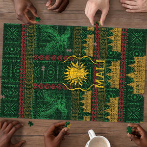Mali Puzzle Golden Sun And Mosque Patterns Retro Style