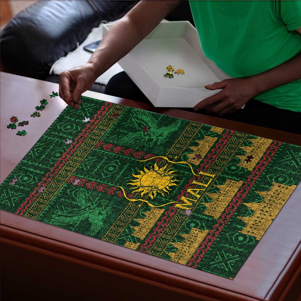 Mali Puzzle Golden Sun And Mosque Patterns Retro Style