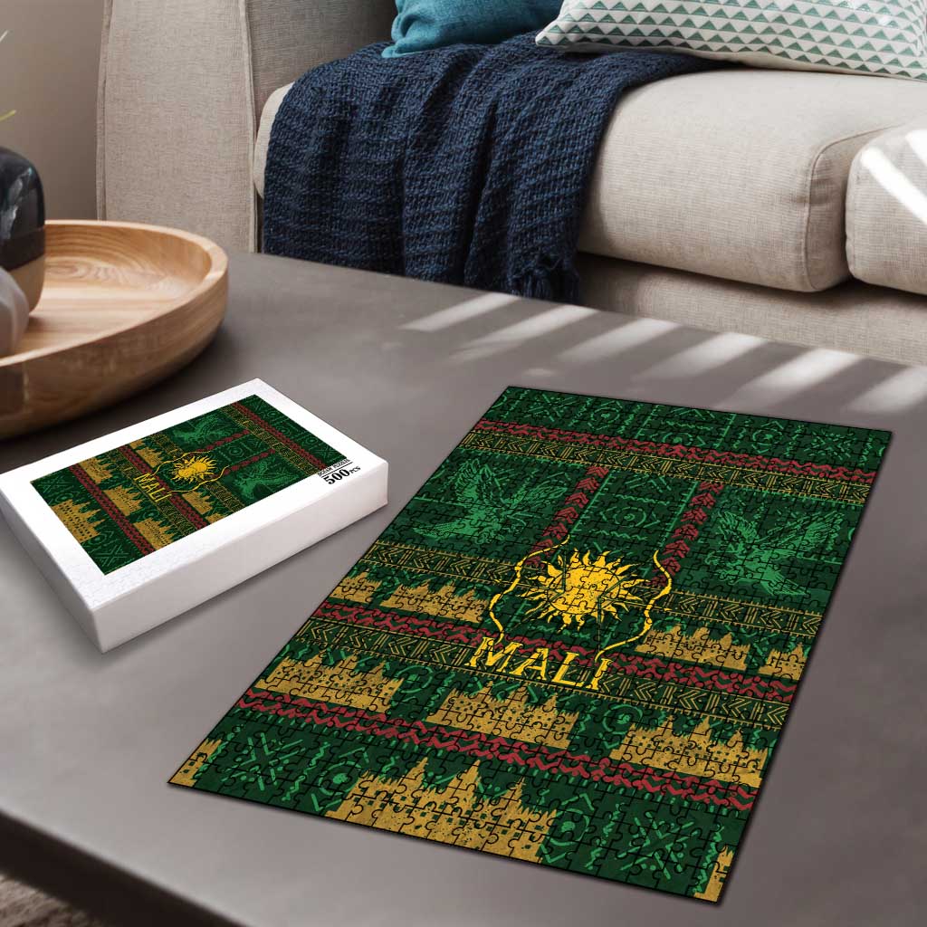 Mali Puzzle Golden Sun And Mosque Patterns Retro Style