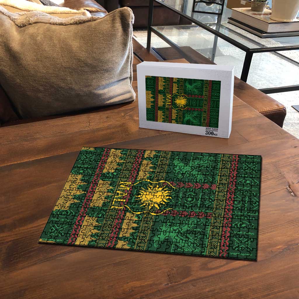 Mali Puzzle Golden Sun And Mosque Patterns Retro Style
