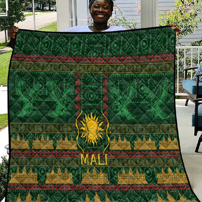 Mali Quilt Golden Sun And Mosque Patterns Retro Style