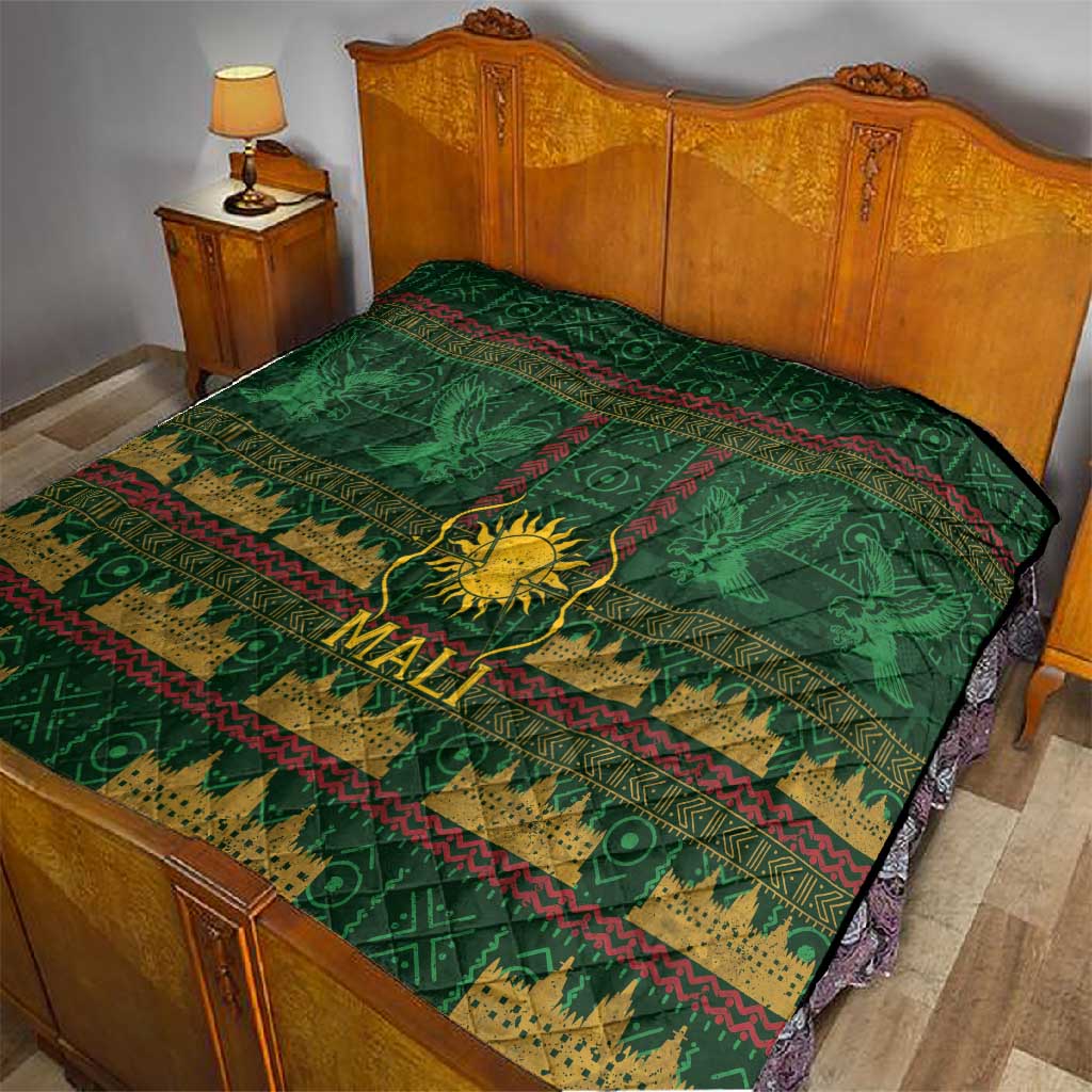 Mali Quilt Golden Sun And Mosque Patterns Retro Style