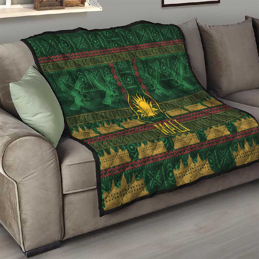 Mali Quilt Golden Sun And Mosque Patterns Retro Style