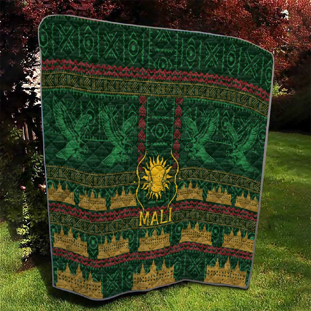 Mali Quilt Golden Sun And Mosque Patterns Retro Style