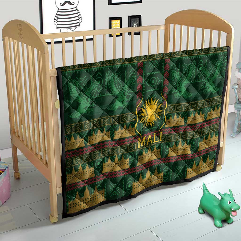 Mali Quilt Golden Sun And Mosque Patterns Retro Style