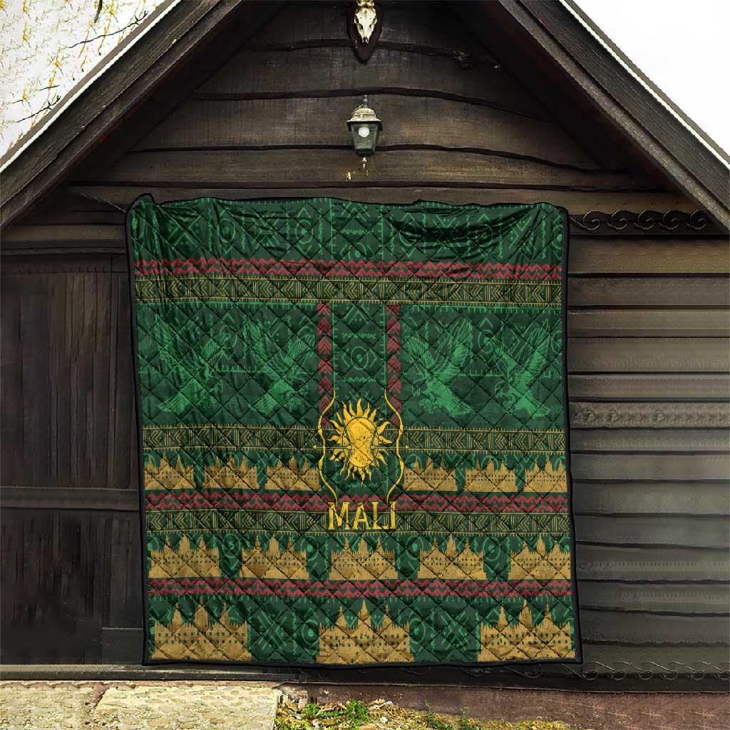 Mali Quilt Golden Sun And Mosque Patterns Retro Style