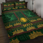 Mali Quilt Bed Set Golden Sun And Mosque Patterns Retro Style