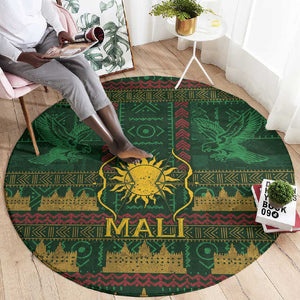 Mali Round Carpet Golden Sun And Mosque Patterns Retro Style