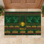 Mali Rubber Doormat Golden Sun And Mosque Patterns Retro Style
