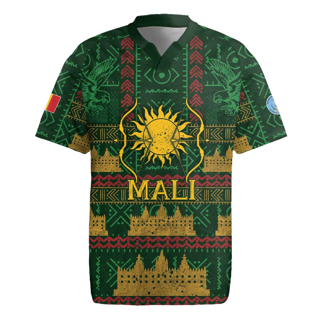 Mali Rugby Jersey Golden Sun And Mosque Patterns Retro Style