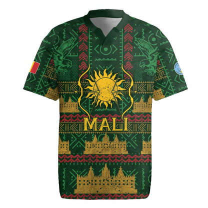Mali Rugby Jersey Golden Sun And Mosque Patterns Retro Style