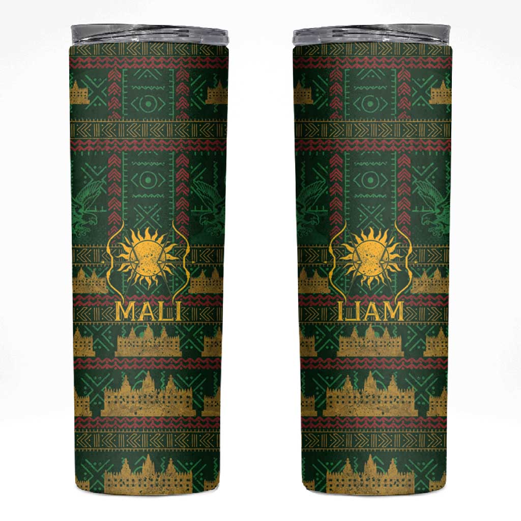 Mali Skinny Tumbler Golden Sun And Mosque Patterns Retro Style