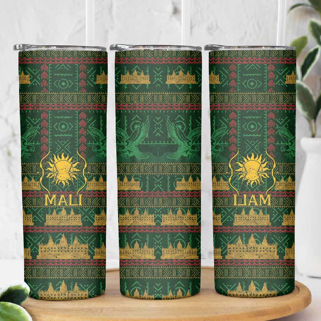 Mali Skinny Tumbler Golden Sun And Mosque Patterns Retro Style