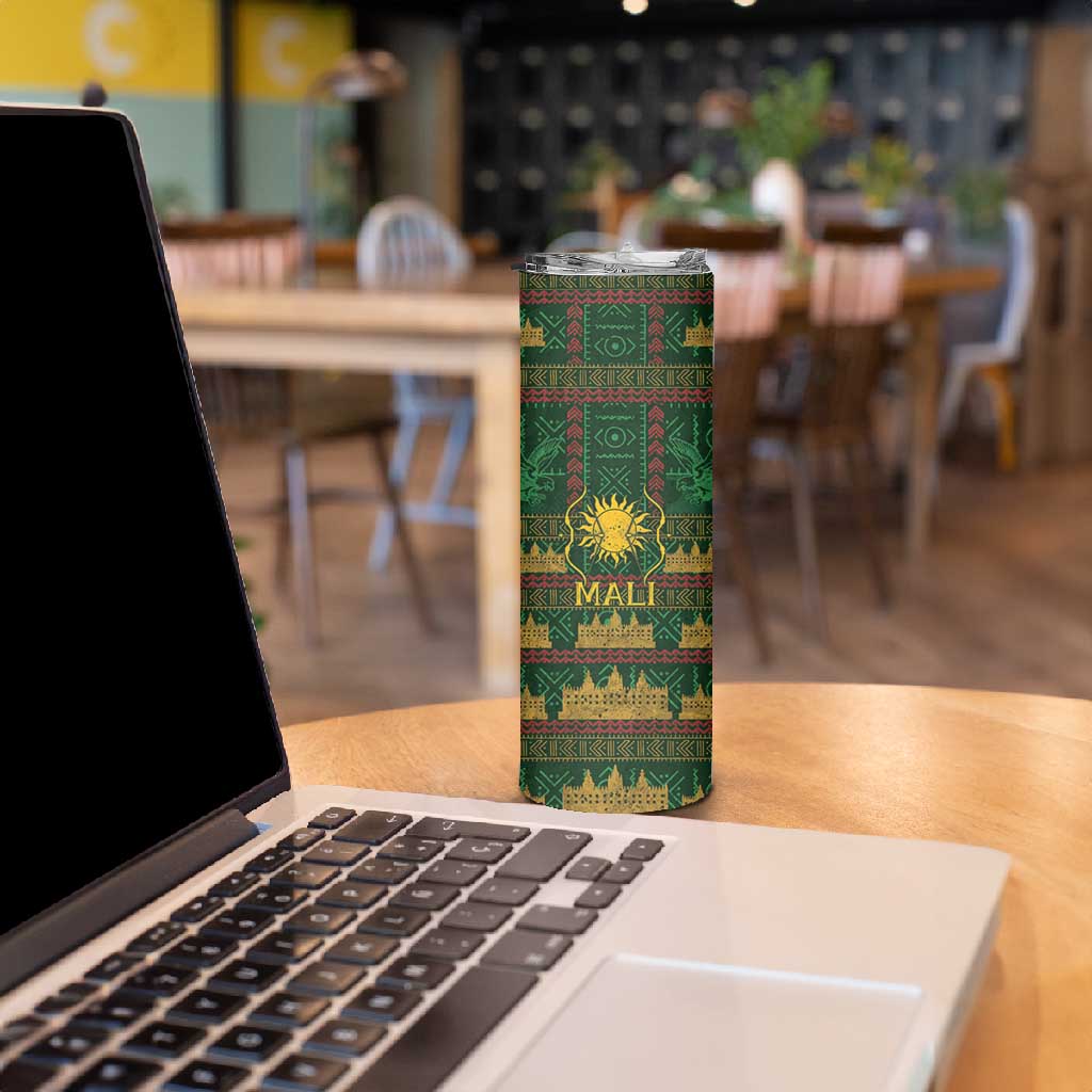 Mali Skinny Tumbler Golden Sun And Mosque Patterns Retro Style