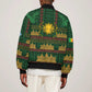 Mali Sleeve Zip Bomber Jacket Golden Sun And Mosque Patterns Retro Style