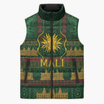 Mali Sleeveless Puffer Jacket Golden Sun And Mosque Patterns Retro Style
