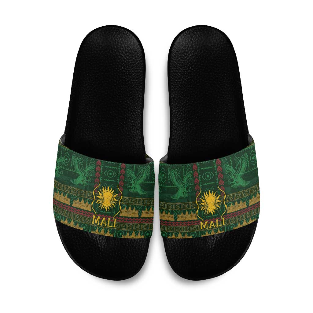 Mali Slide Sandals Golden Sun And Mosque Patterns Retro Style