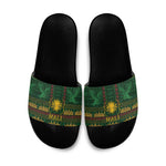 Mali Slide Sandals Golden Sun And Mosque Patterns Retro Style
