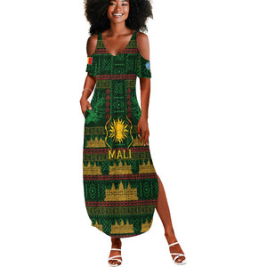 Mali Summer Maxi Dress Golden Sun And Mosque Patterns Retro Style