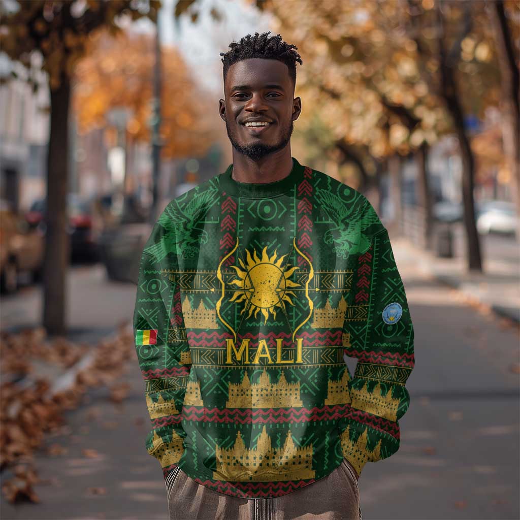 Mali Sweatshirt Golden Sun And Mosque Patterns Retro Style