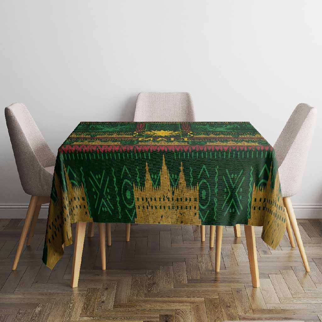 Mali Tablecloth Golden Sun And Mosque Patterns Retro Style